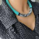 Naszyjnik Turkusowy Zwierzęce Wzory Zebra