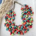 Lniany naszyjnik z howlitem - eko biżuteria handmade