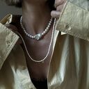 hand made złoty naszyjnik z pereł naturalnych