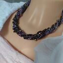 Naszyjnik Korale Metalizowane Kryształki Fioletowe