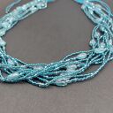 Naszyjnik Krótki Niebieskie Tulipany Sznurek Korale