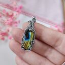 Naszyjnik z labradorytem na stali chirurgicznej - wire wrapping dla niej