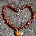 Elegancki naszyjnik z piasku pustyni z sercem z jaspisu unikat handmade świetny niebanalny prezent