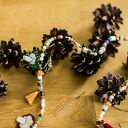 Długi grzybkowy naszyjnik z naturalnych kamieni