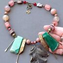 Elegancki naszyjnik boho z chalcedonem, agatem i rodochrozytem