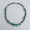 Zielone iskierki Naszyjnik na czarnym lnie