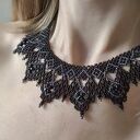 Czarna elegancka kolia z koralików szklanych