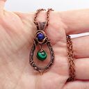 Miedziany naszyjnik z malachitem i lapis lazuli