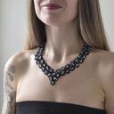 Naszyjnik „Wielki Gatsby” - ręcznie tkany choker z koralików szklanych (V-shape)