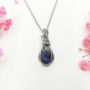 Naszyjnik z Labradorytem Niebieskim stal chirurgiczna wisiorek handmade wirewrapping