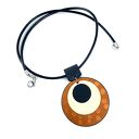 Skórzana zawieszka na rzemieniu - minimalistyczny naszyjnik handmade brąz beż czerń