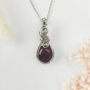 Naszyjnik Jadeit Bordowy stal chirurgiczna wisiorek handmade wirewrapping