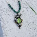 Srebrny Wisiorek z Oliwinem i Ważką