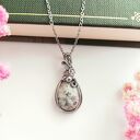 Naszyjnik Jaspis Szary stal chirurgiczna wisiorek handmade wirewrapping