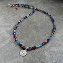 błękit z burgundem srebro 925