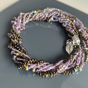 Naszyjnik Korale Metalizowane Kryształki Fioletowe