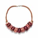 Naszyjnik feboo tala peach i plum z ceramiką na rzemieniach (handmade)
