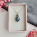 Naszyjnik Labradoryt Mini stal chirurgiczna wisiorek handmade wirewrapping