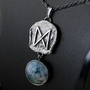 Runa Dagaz z agatem wężowym - srebrny amulet przemiany