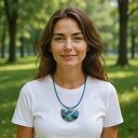 Naszyjnik z witrażowym wisiorem LAGUNO - agat, howlit, turkus i koral