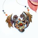 Smocza Straż - rzeźbiony naszyjnik z agatem i karneolem