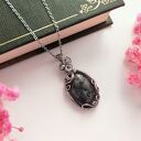 Naszyjnik Larvikit - stal chirurgiczna, wire wrapping handmade