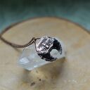 Lunula z obsydianu w miedzi - wisior na łańcuszku