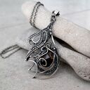 Stio II - srebrny naszyjnik z kwarcem dymnym (wire wrapping)