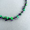 Zielone iskierki Naszyjnik na czarnym lnie