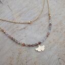 Naszyjnik z kwarcu rutylowego z liściem miłorzębu