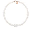 hand made naszyjnik z różowego złota z pereł naturalnych z barokową perłą