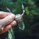Naszyjnik FOREST SPIRIT z elfem, rubinem i kryształem górskim