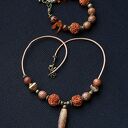 Agat DZI i rudraksha w niezwykłym etnicznym naszyjniku unikat handmade UNISEX, super prezent