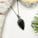 Złocisty naszyjnik z obsydianem - wire wrapping na stali chirurgicznej