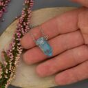 Naszyjnik Talizman z Niebieskim Kryształem Górskim - Wire Wrapping