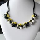 NASZYJNIK FEBOO ETNOSSI biało-czarno - cytrynowy