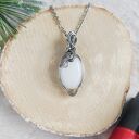 Naszyjnik Kwarc Mleczny "Zimowy Szept" stal chirurgiczna wisiorek handmade
