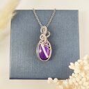 Naszyjnik Agat Fioletowy stal chirurgiczna wisiorek handmade wirewrapping