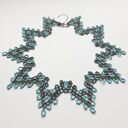 Ażurowa kolia „Gwiazda” z koralików szklanych w odcieniach turkusu - choker handmade
