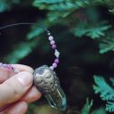 Naszyjnik FOREST SPIRIT z elfem, rubinem i kryształem górskim
