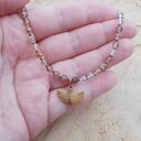 Naszyjnik z kwarcu rutylowego z liściem miłorzębu