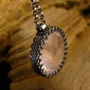 Naszyjnik Serca - Różowy Kwarc Srebro IV