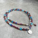 błękit z burgundem srebro 925