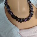 Naszyjnik Korale Metalizowane Kryształki Fioletowe