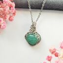 Naszyjnik z amazonitem na stali chirurgicznej - ręcznie robiony wire wrapping 