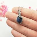Naszyjnik Dumortieryt ze stali chirurgicznej - handmade wire wrapping 