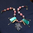 Elegancki naszyjnik boho z chalcedonem, agatem i rodochrozytem
