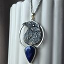 Srebrny naszyjnik z krukiem i lapis lazuli