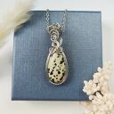 Naszyjnik Jaspis Dalmatyński stal chirurgiczna wisiorek handmade wirewrapping