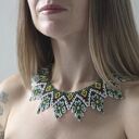 Naszyjnik krywulka „Wiosna” z koralików - choker w odcieniach zieleni